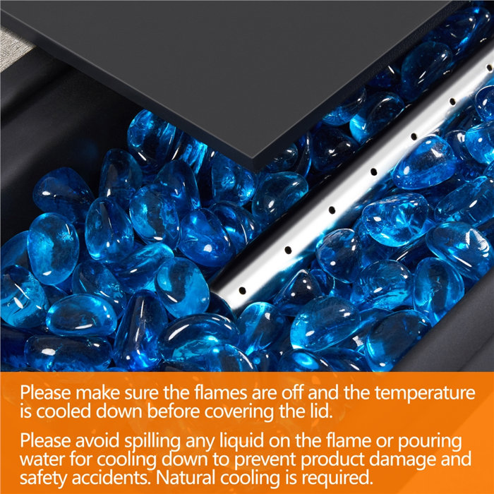 Red Barrel Studio® Hounshell 25.5'' H x 43'' W Steel Propane Outdoor Fire Pit Table with Lid